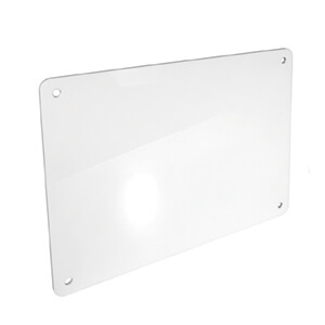 Plate in glossy white perspex for wall mounting