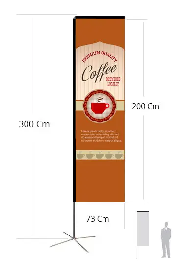 Rectangular Flag Wind h 300 - 73x200 cm