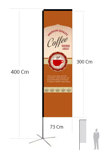 Rectangular Flag Wind h 400 - 73x300 cm