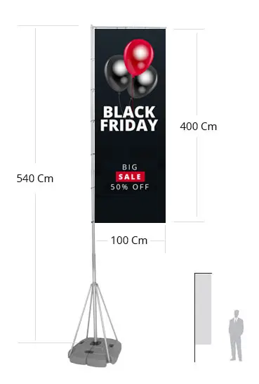 Outdoor Rectangular Flag h 530 cm
