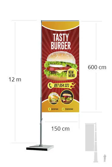 Flag 12 meter height in white aluminium