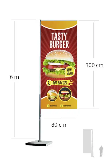 Flag 6 meter height in stainless steel