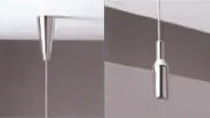 Polished chrome ceiling panel fixing system