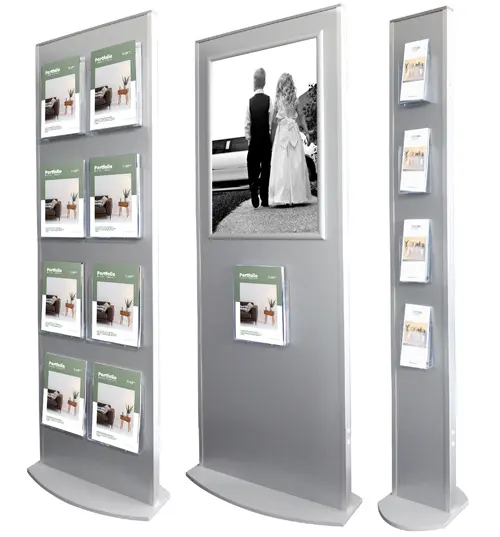Totem brochure holder 25x183 with 4 x 1/3 A4 pockets
